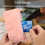 For iPhone 16 Pro Max Oil Skin Zipper Wallet Leather Phone Case(Pink)