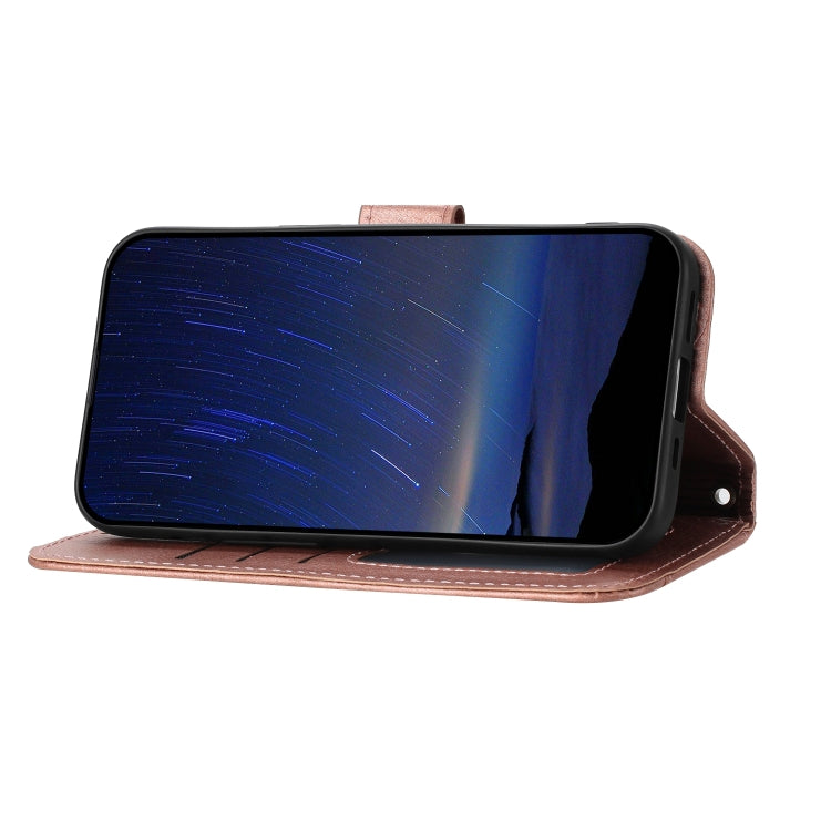 For iPhone 16 Oil Skin Zipper Wallet Leather Phone Case(Rose Gold)