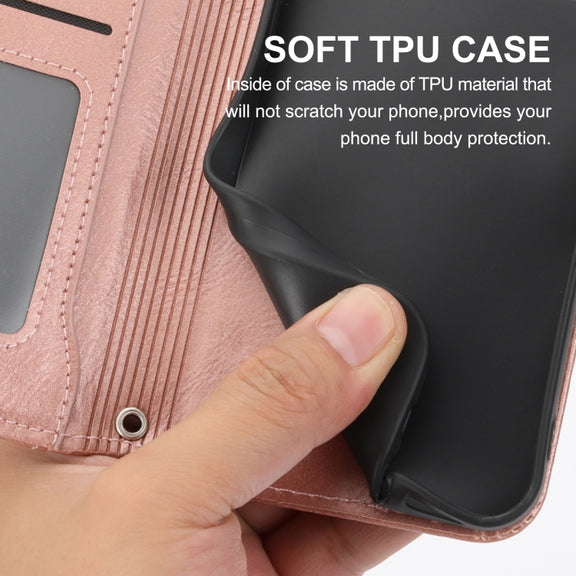 For iPhone 16 Oil Skin Zipper Wallet Leather Phone Case(Rose Gold)