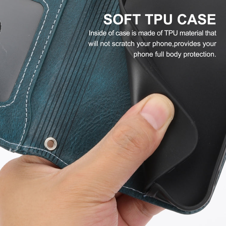 For iPhone 16e Oil Skin Zipper Wallet Leather Phone Case(Blue)