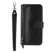 For iPhone 16e Oil Skin Zipper Wallet Leather Phone Case(Black)