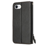 For iPhone 16e Oil Skin Zipper Wallet Leather Phone Case(Black)