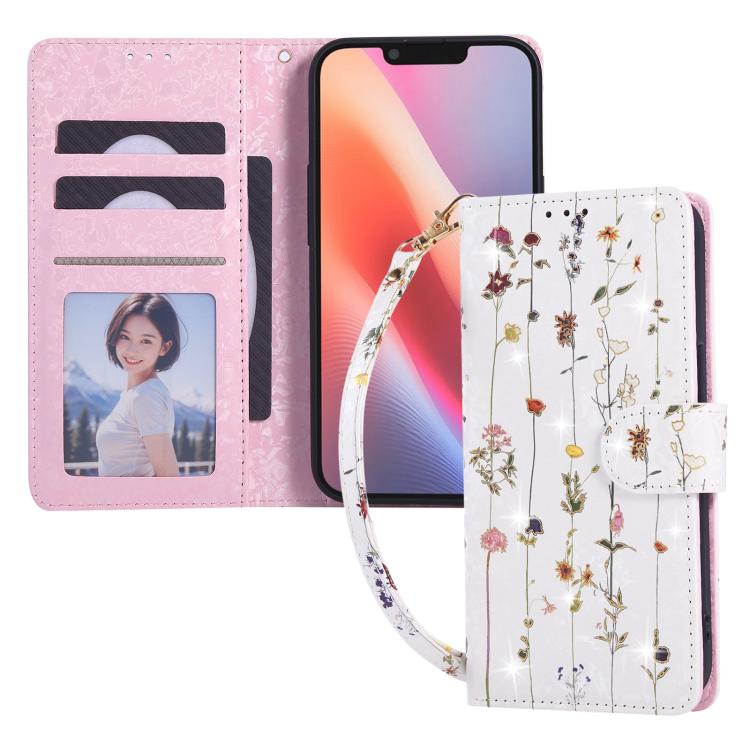 For iPhone 16e Bronzing Painting RFID Leather Case(Dreid Flower World)