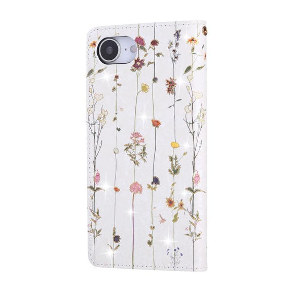 For iPhone 16e Bronzing Painting RFID Leather Case(Dreid Flower World)