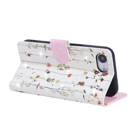 For iPhone 16e Bronzing Painting RFID Leather Case(Dreid Flower World)