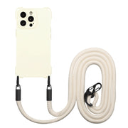 For iPhone 16 Pro Four-corner Shockproof TPU Phone Case with Lanyard(White)