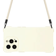 For iPhone 16 Pro Four-corner Shockproof TPU Phone Case with Lanyard(White)
