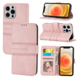 For iPhone 16 Pro Max Embossed Stripes Skin Feel Leather Phone Case(Pink) - iPhone 16 Pro Max Cases by PMC TechLife | Online Shopping South Africa | PMC TechLife | Buy Now Pay Later Mobicred