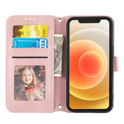 For iPhone 16 Pro Max Embossed Stripes Skin Feel Leather Phone Case(Pink)