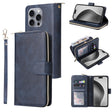 For iPhone 16 Pro Max 9 Card Slots Zipper Wallet Bag Leather Phone Case(Blue) - iPhone 16 Pro Max Cases by PMC TechLife | Online Shopping South Africa | PMC TechLife | Buy Now Pay Later Mobicred