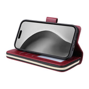 For iPhone 16 Pro Max 9 Card Slots Zipper Wallet Bag Leather Phone Case(Wine Red)
