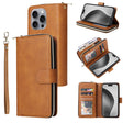 For iPhone 16 Pro Max 9 Card Slots Zipper Wallet Bag Leather Phone Case(Brown) - iPhone 16 Pro Max Cases by PMC TechLife | Online Shopping South Africa | PMC TechLife | Buy Now Pay Later Mobicred