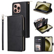 For iPhone 16 Pro 9 Card Slots Zipper Wallet Bag Leather Phone Case(Black) - iPhone 16 Pro Cases by PMC TechLife | Online Shopping South Africa | PMC TechLife | Buy Now Pay Later Mobicred