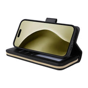For iPhone 16 Pro 9 Card Slots Zipper Wallet Bag Leather Phone Case(Black)