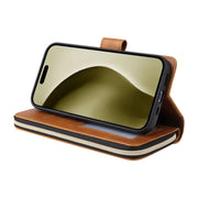 For iPhone 16 Pro 9 Card Slots Zipper Wallet Bag Leather Phone Case(Brown)