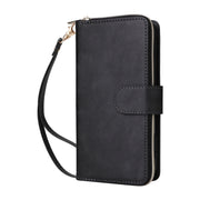 For iPhone 16 Plus 9 Card Slots Zipper Wallet Bag Leather Phone Case(Black)