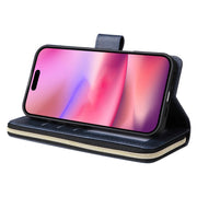 For iPhone 16 9 Card Slots Zipper Wallet Bag Leather Phone Case(Blue)