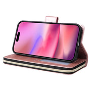 For iPhone 16 9 Card Slots Zipper Wallet Bag Leather Phone Case(Rose Gold)