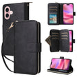 For iPhone 16 9 Card Slots Zipper Wallet Bag Leather Phone Case(Black) - iPhone 16 Cases by PMC TechLife | Online Shopping South Africa | PMC TechLife | Buy Now Pay Later Mobicred