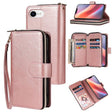 For iPhone 16e 9 Card Slots Zipper Wallet Bag Leather Phone Case(Rose Gold) - iPhone 16e Cases by PMC TechLife | Online Shopping South Africa | PMC TechLife | Buy Now Pay Later Mobicred