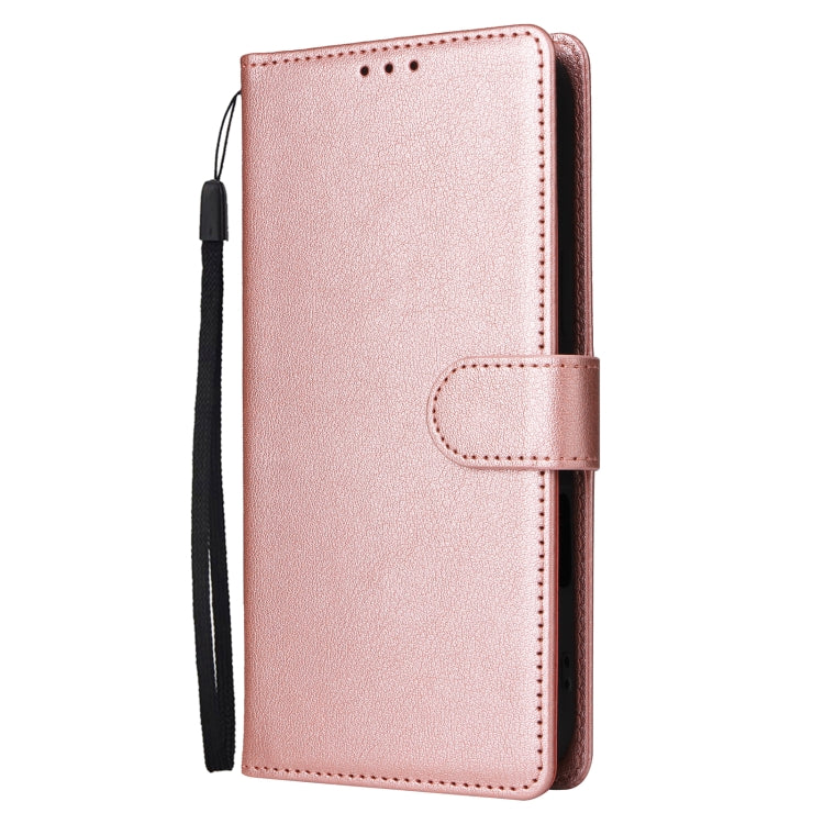 For iPhone 16 3-Card Slots Multifunctional Leather Phone Case(Rose Gold)