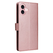 For iPhone 16 3-Card Slots Multifunctional Leather Phone Case(Rose Gold)