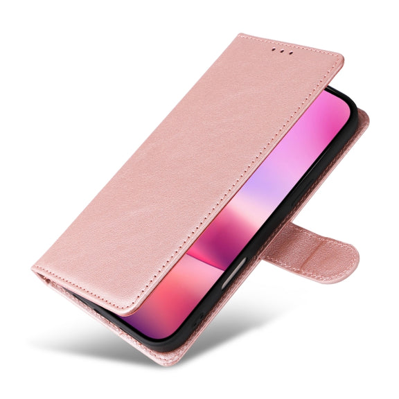 For iPhone 16 3-Card Slots Multifunctional Leather Phone Case(Rose Gold)