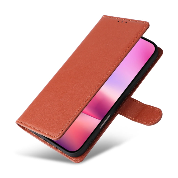 For iPhone 16 Plus Multifunctional Horizontal Flip Leather Phone Case with Three Card Slots(Brown)