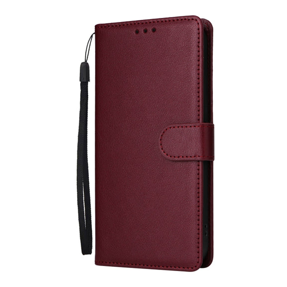 For iPhone 16 Pro Multifunctional Horizontal Flip Leather Phone Case with Three Card Slots(Wine Red)