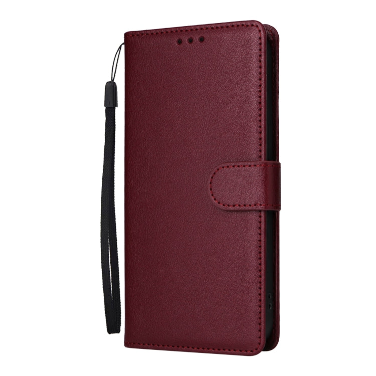 For iPhone 16 Pro Multifunctional Horizontal Flip Leather Phone Case with Three Card Slots(Wine Red)