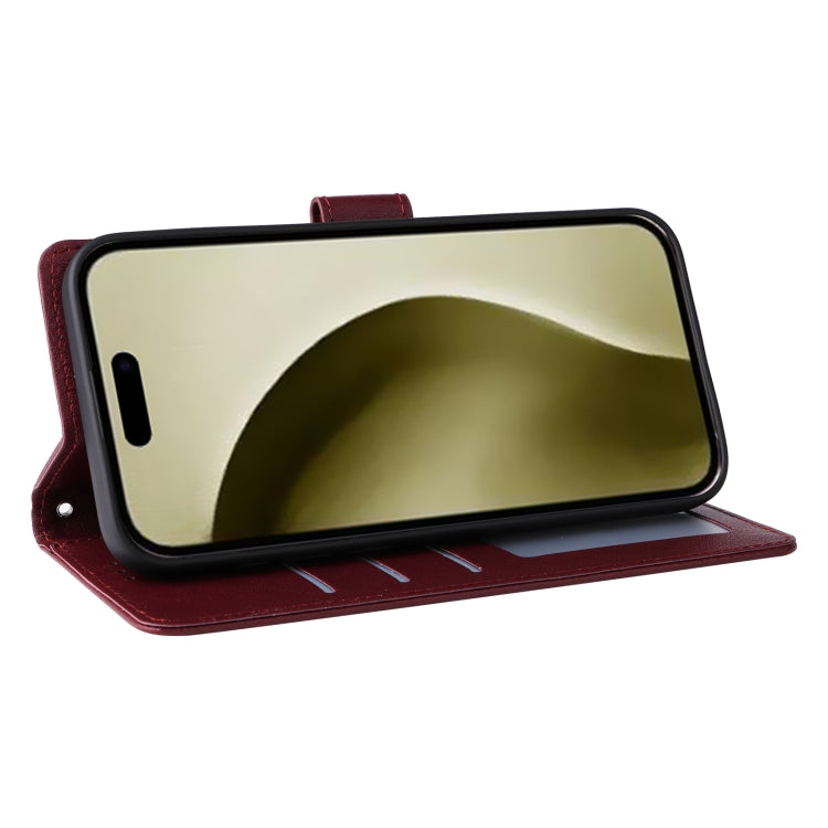 For iPhone 16 Pro Multifunctional Horizontal Flip Leather Phone Case with Three Card Slots(Wine Red)