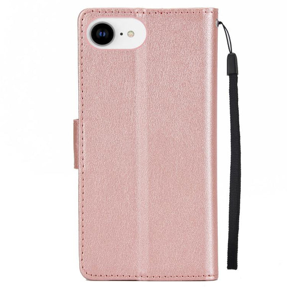 For iPhone 16e Multifunctional Horizontal Flip Leather Phone Case with Three Card Slots(Rose Gold)