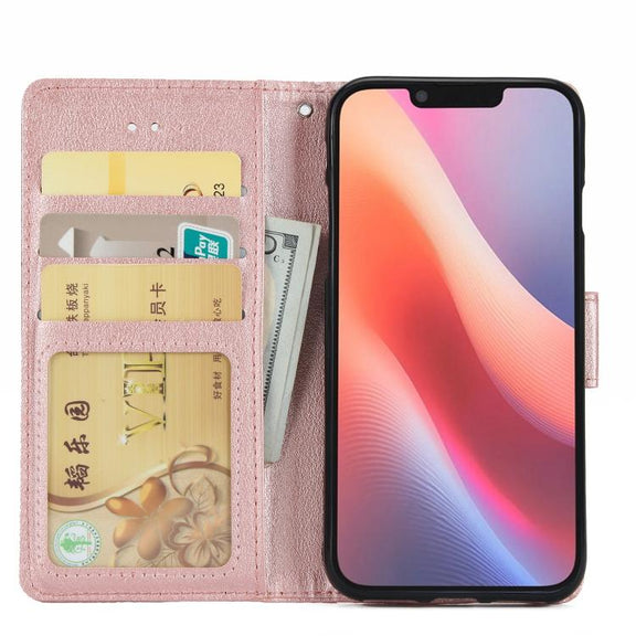 For iPhone 16e Multifunctional Horizontal Flip Leather Phone Case with Three Card Slots(Rose Gold)