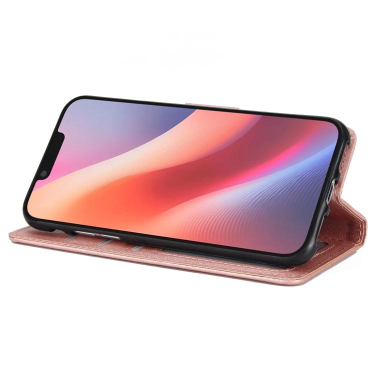 For iPhone 16e Multifunctional Horizontal Flip Leather Phone Case with Three Card Slots(Rose Gold)