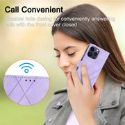 For iPhone 16 Pro Max Embossed Line Leather Phone Case with Lanyard(Purple)