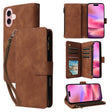 For iPhone 16 Crossbody Multi-card Slot Wallet Zipper Leather Phone Case(Brown) - iPhone 16 Cases by PMC TechLife | Online Shopping South Africa | PMC TechLife | Buy Now Pay Later Mobicred