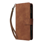 For iPhone 16 Crossbody Multi-card Slot Wallet Zipper Leather Phone Case(Brown)