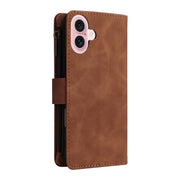 For iPhone 16 Crossbody Multi-card Slot Wallet Zipper Leather Phone Case(Brown)