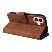 For iPhone 16 Crossbody Multi-card Slot Wallet Zipper Leather Phone Case(Brown)