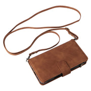 For iPhone 16 Crossbody Multi-card Slot Wallet Zipper Leather Phone Case(Brown)