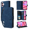 For iPhone 16 Plus Crossbody Multi-card Slot Wallet Zipper Leather Phone Case(Dark Blue) - iPhone 16 Plus Cases by PMC TechLife | Online Shopping South Africa | PMC TechLife | Buy Now Pay Later Mobicred