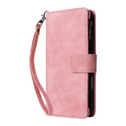 For iPhone 16 Plus Crossbody Multi-card Slot Wallet Zipper Leather Phone Case(Pink)