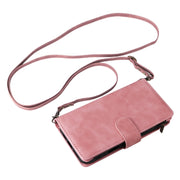 For iPhone 16 Plus Crossbody Multi-card Slot Wallet Zipper Leather Phone Case(Pink)