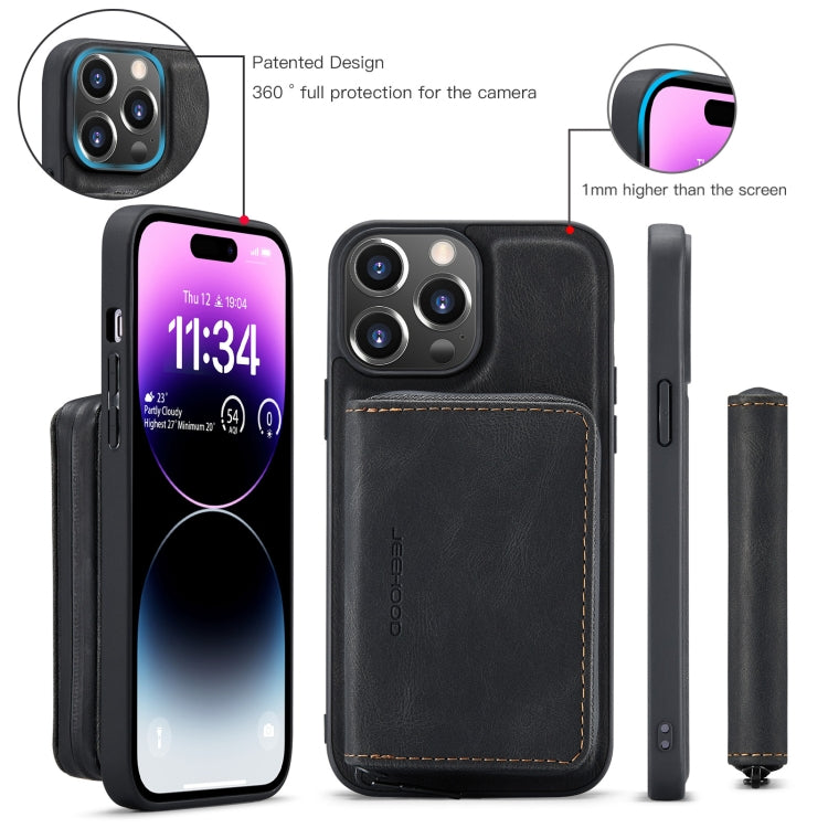 For iPhone 15 Pro Max JEEHOOD Magnetic Zipper Wallet Leather Phone Case(Black)