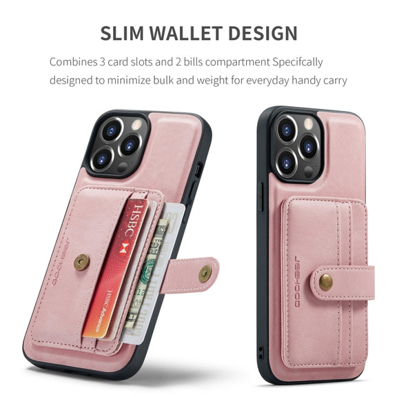 For iPhone 15 Pro Max JEEHOOD RFID Blocking Anti-Theft Magnetic PU Phone Case(Pink)