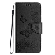 For iPhone 16 Butterfly Embossed Flip Leather Phone Case(Black)