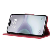 For iPhone 16 Plus Butterfly Embossed Flip Leather Phone Case(Red)