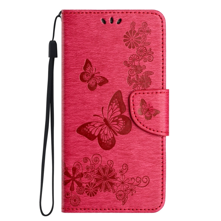 For iPhone 16 Pro Butterfly Embossed Flip Leather Phone Case(Red)