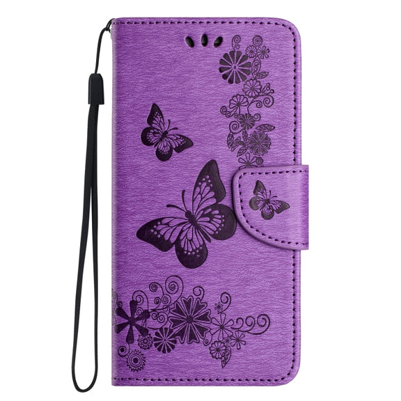 For iPhone 16 Pro Max Butterfly Embossed Flip Leather Phone Case(Purple)