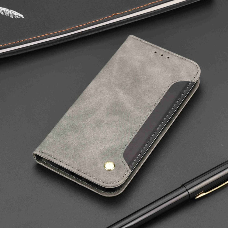 For iPhone 16 Pro Max Skin Feel Splicing Leather Phone Case(Grey)